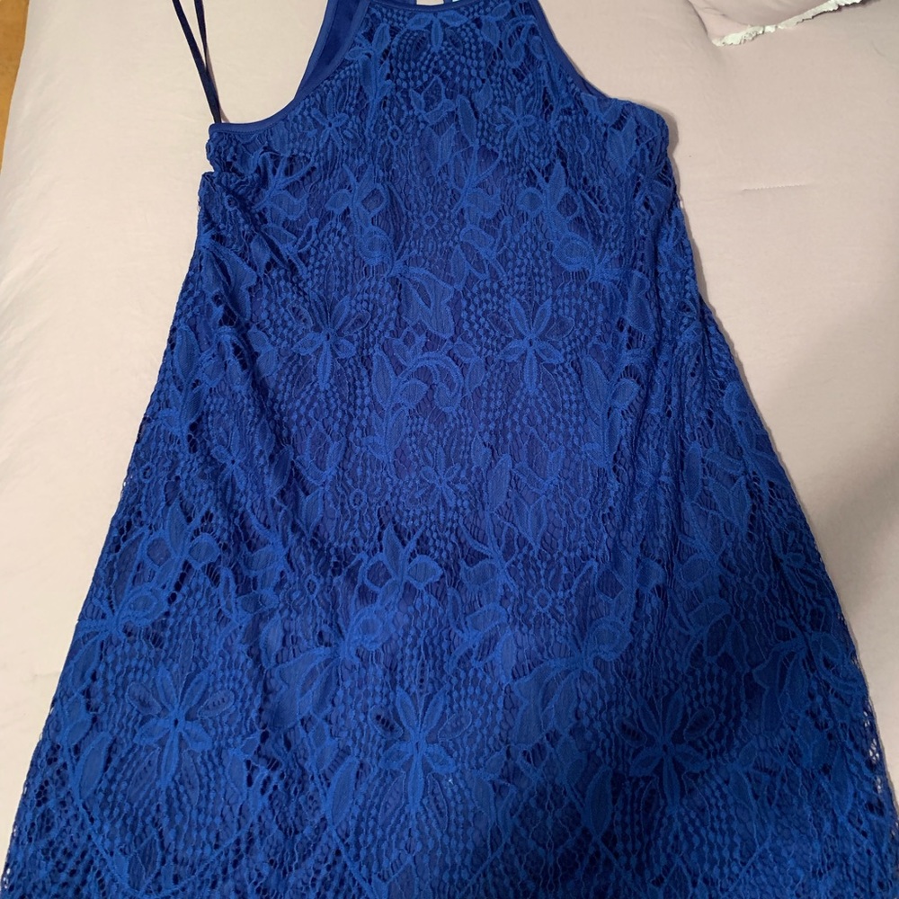 love fire blue tank lace dress